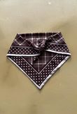 Plaid & Polka Border Triangle Silk Neckerchief Brown